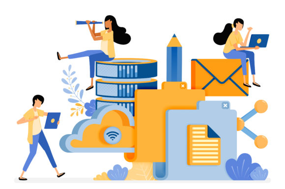 3d Banner of Folder Storage Technology