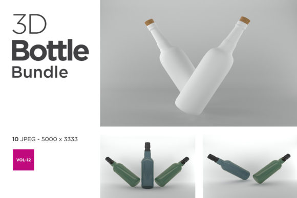 3D Bottle Mockup Bundle Vol-12: Elevating Brand Identity with Realistic 3D Rendering