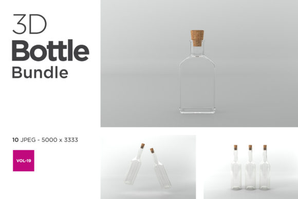 3D Bottle Mockup Bundle Vol-19