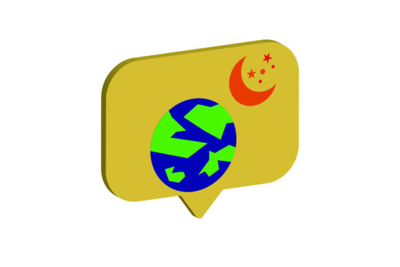3D Icon Space Earth and Moon