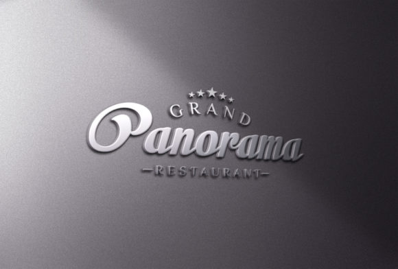 3D Metallic Logo Mockup on Wall