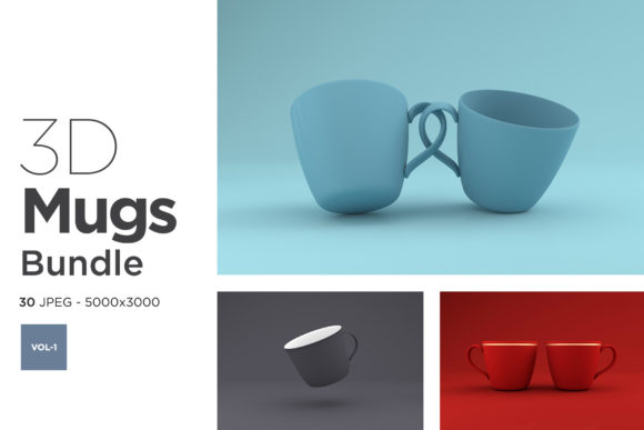 3D Mugs Mockup Bundle Vol-1