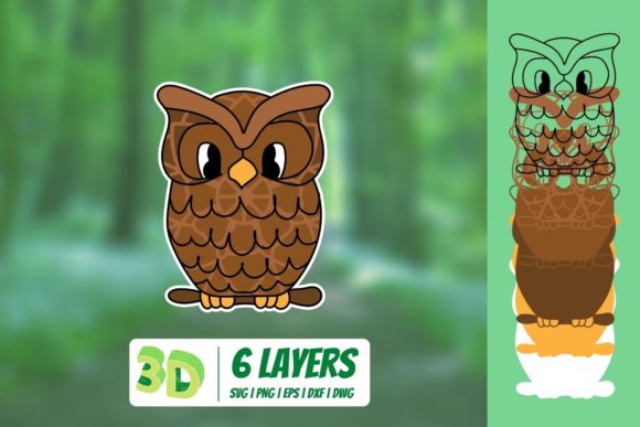 3D Owl SVG Design Asset
