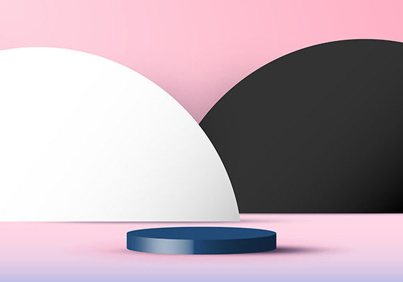 3D White Cylinder Podium Circle Backdrop