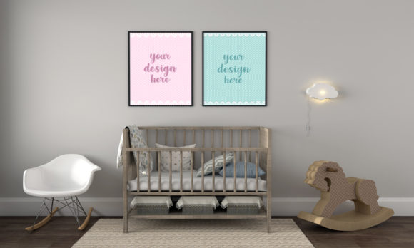 A 3D Rendering Room for Kids Empty Frame