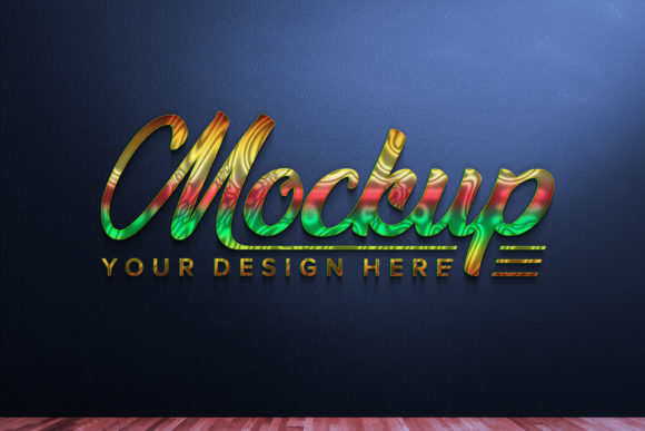 Gradient Colorful 3D Sign Black Wall Log